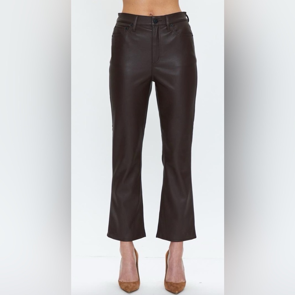 Pistola Lennon high rise crop boot coated jean size 27 coffee bean brown color